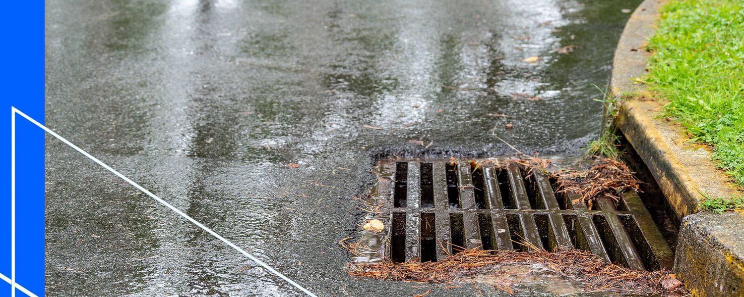 Storm drain on the side of the street