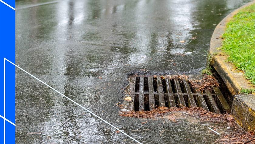 Storm drain on the side of the street